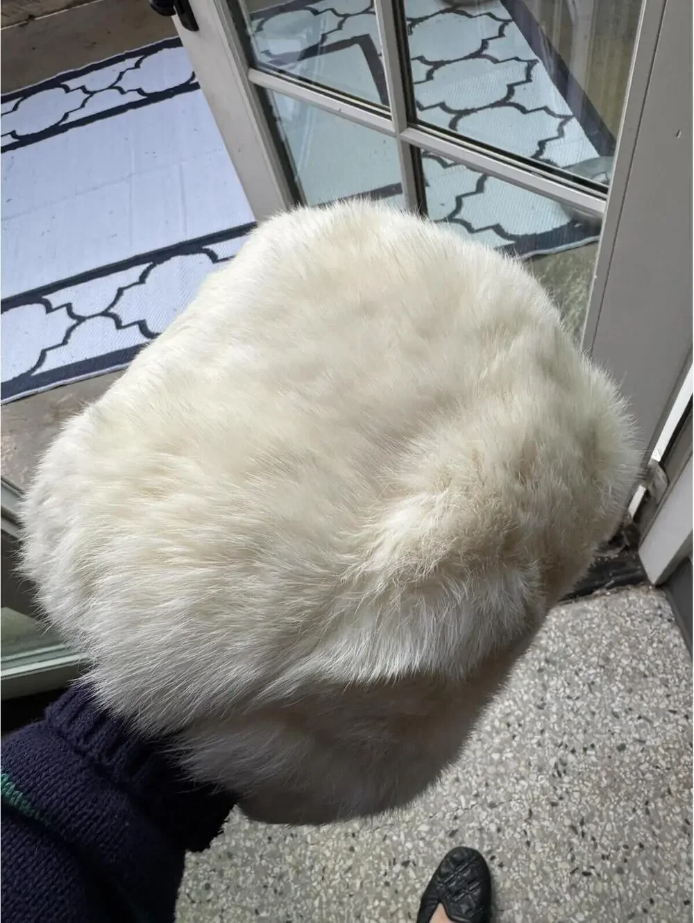 VTG Genuine Rabbit Fur Hand Muff Warmer Fuzzy Pouch Muffler Wedding White